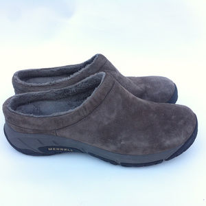 MERRELL Mule Clog Gray Suede 9.5M Mens. Can fit 11 womens. Nicely wide